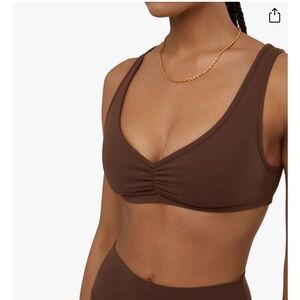 Weworewhat Ruched Scoop Neck Bra in brown